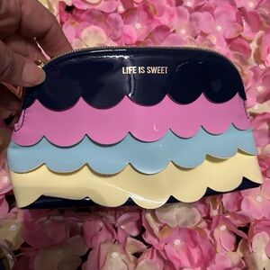 Cosmetic Scalloped Cosmetic Bag Life Is Sweet EUC